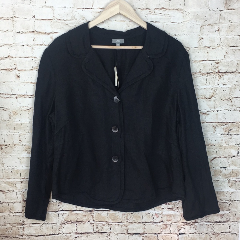 J Jill Black Linen Button Down long sleeve shirt